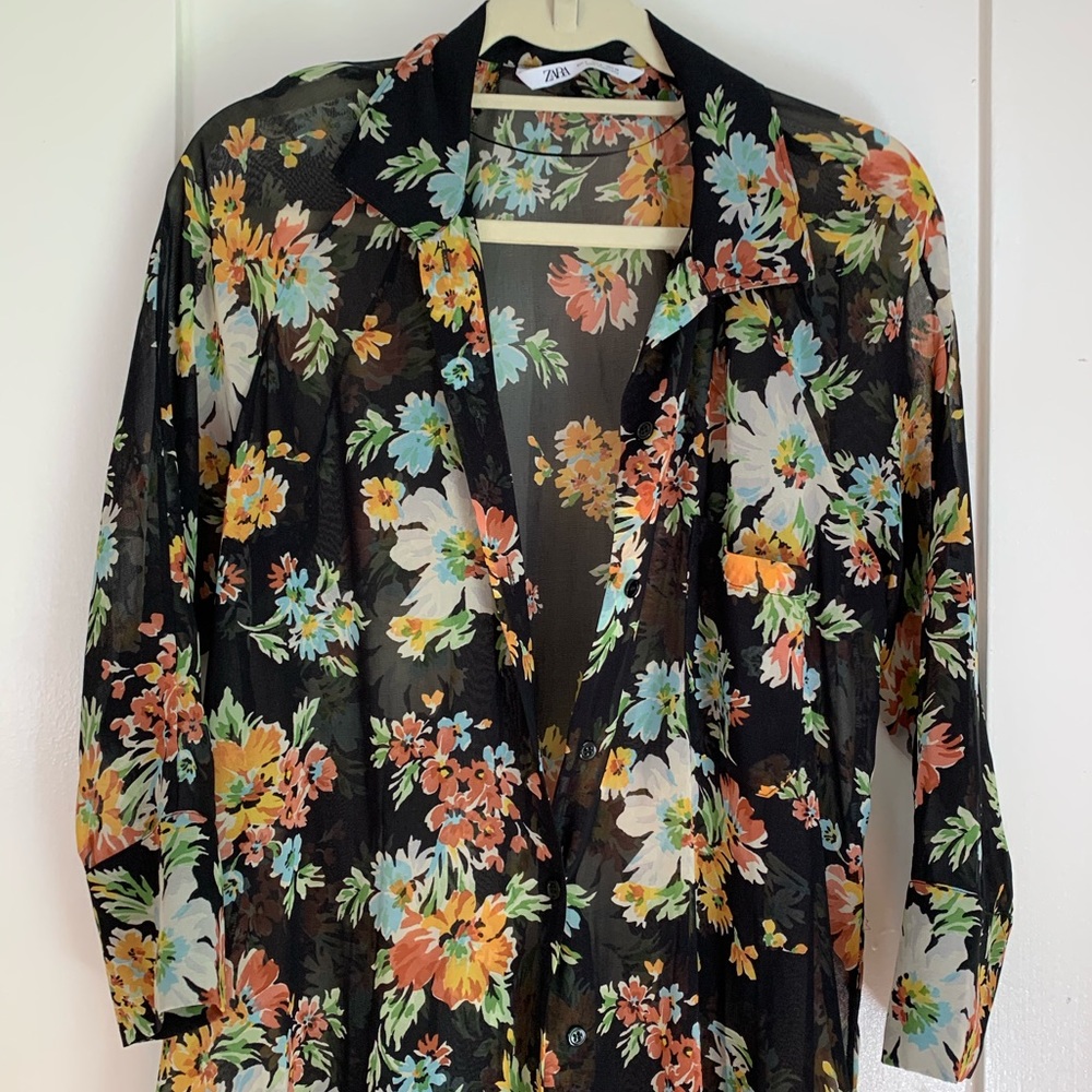 Zara sheet floral kimono duster